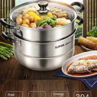 Household 304 Stainless Steel Small Double Multi-Layer Thickening plus Size Steamer Induction Cooker Gas rice roll steamer 27cm