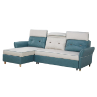 文創集 洛依柔韌科技布拉合式機能L型沙發/沙發床(左＆右二向可選＋拉合變化機能)-260x120x51cm免組