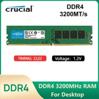 Crucial Desktop DDR4 3200MHz RAM 8GB 16GB 32GB Memory Ram DDR4 288PIN Memory Desktop for Computer Desktop PC