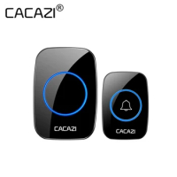 CACAZI Wireless Doorbell Waterproof 300M Remote 36 chimes Home Cordless US EU UK Plug-in Home Intelligent Door Bell 1 Receiver