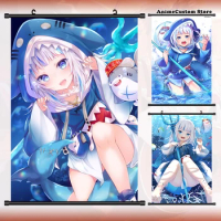 Game Hololive YouTube Gawr Gura Persona HD Wall Scroll Roll Painting Poster Hang Poster Decor Collectible Decoration Art Gifts