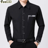 2023 Autumn Spring Men Casual Long Sleeved Solid shirt Social Business Dress Brand Men Clothing Plus Size M-5XL 6XL 7XL 8XL