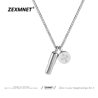ZeX歐美可打開膠囊藥丸圓牌項鏈潮人男女鈦鋼吊墜嘻哈鎖骨鏈配飾