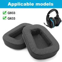 1 Pair Foam Ear Pads Mesh Fabric/Protein Leather Earmuffs Cushion Ear Cups Cover Repair Parts for Logitech G633 G933 Headphones