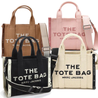 【MARC JACOBS 馬克賈伯】Traveler Tote 字母刺繡滾邊帆布兩用托特包(小款/4色任選)