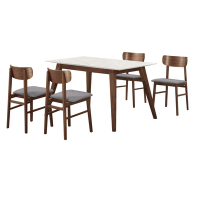 文創集 巴卡莉4尺岩板實木餐桌布餐椅組合(一桌四椅組合)-120x80x75cm免組