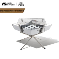 Mobi Garden Nature Hike Outdoor Picnic Barbecue Camping Portable Folding Stainless Steel Grill Wood Stove Fire Stand Burner