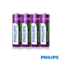 PHILIPS 飛利浦 AA 3號 2000mAh 低自放鎳氫充電電池(4入)
