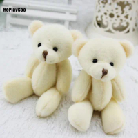 50pcs/lot Mini Teddy Bear Stuffed Plush Toys 12cm beig Small Bear Stuffed Toys pelucia Pendant Kids Birthday Gift Party Decor014
