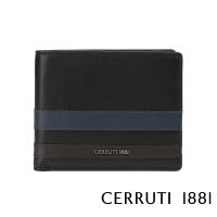 【Cerruti 1881】義大利頂級小牛皮8卡短夾皮夾 CEPU05695M(黑色 贈原廠送禮提袋)