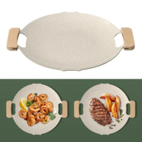 30/33/36/38CM Grill Pan Korean Round Non-Stick Barbecue Plate Outdoor Travel Camping Frying Pan Barbecue Camping Accessories