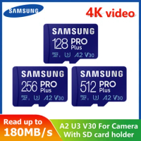 SAMSUNG PRO Plus Memory TF/SD Card 128GB 256GB 512GB A2 U3 4K V30 Micro 180MB/s C10 UHS-I Microsd SD