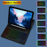 Backlit Keyboard Case for Samsung Galaxy Tab S6 Lite Tab S8 S7 Tab A8 10.5 A7 10.4 Bluetooth RGB Keyboard Slim Leather Cover