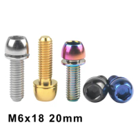 Weiqijie 6pcs Titanium Bolt M6x18mm 20mm Ball Tapered Conical Head with Washer Screw for Bicycle Brake