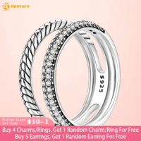 Danturn 925 Sterling Silver Ring Pavement Snake Ring Women Rings Engagement Rings