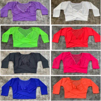 Atasan model outer Crop tile 7/8 untuk senam line dance aerobik zumba yoga gym fitness