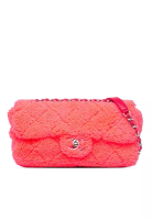 Chanel 二手香奈兒中型菱格紋毛巾布Coco Beach翻蓋包