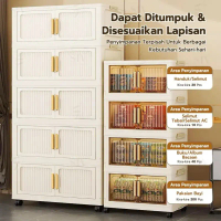 Lemari penyimpanan lipat multi-lapis rumah tangga, lemari camilan plastik, lemari mainan anak-anak