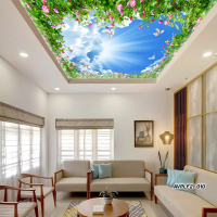 Wallpaper Dinding Custom 3d | Plafon Teras Rumah | Motif Nature | Wall Sticker Dinding | Stiker Kaca