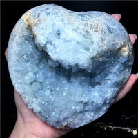 藍水晶簇聚寶盆蛋形心形礦物標本天青石藍晶洞原石擺件多款