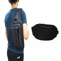 【OverLand】腰胸包大容量主袋+外袋共四層防水尼龍布(USB+內線腰背單左右肩背)