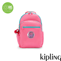 Kipling (網路獨家款) 活力泡泡粉紅機能手提後背包-SEOUL