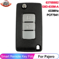 KEYECU 6370B882 For Mitsubishi Pajero 2015 2016 2017 2018 2019 2020 433MHz PCF7941 ID46 CHIP 2 Button Key Remote Flip Fob