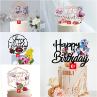 Cake Topper Acrylic TX Bakery Decoration Ingredients Women Dancing For Music Cake Topper Girl Women's Birthday Party Decorations