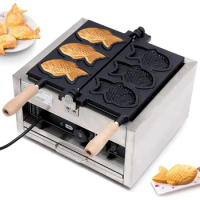3 Pcs Taiyaki Making Machine Non Stick Japanese Fish Type Waffle Machine 110V Electric Corn Dog Waffle Maker Hot Dog Muffin Mach