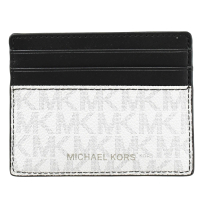 【Michael Kors】經典滿版MK印花拼接信用卡名片夾隨身卡(黑白)