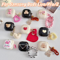 For Samsung Galaxy Buds Live Pro 2 Bear Love Heart Rabbit Soft Bluetooth Earphone Case Pendant Soft TPU Protective Cover Women