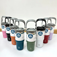 พร้อมส่ง แก้วเก็บความเย็น Qcool แบบใหม่มีที่จับ หูหิ้ว สแตนเลส304 ขนาด 750 900 1200ml (ของแท้)