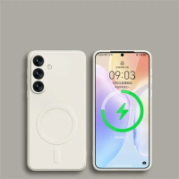 Sarung Pengecasan Tanpa Wayar Magnetik Silikon Cecair, Asal, Untuk Samsung Galaxy S24, S23, S22, S21