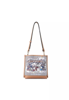 FION Donald Duck Jacquard with Leather Bucket Bag