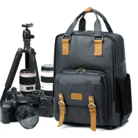 Professional Retro Fashion Casual Waterproof Canvas Camera Tripod Bag Photography Tripod DSLR Backpack for Canon Nikon Song SLR