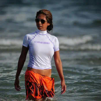 Cressi Women Rash Guard Short Sleeve UV Cut Round Collar Top Surf Swimwear for Swimming Diving Outdoor Activities