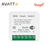 AVATTO Tuya 16A WiFi Mini Smart DIY Switch Module Supports 2 Way Control,Smart Home Automation Module,Work for Alexa Google Home