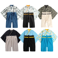 【Baby 童衣】任選 兒童套裝 寶寶連身衣 男和服套裝 假兩件日式經典造型和服 37303(藍色汽車)
