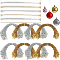 100pcs Christmas Gift Tag Ribbon Gold Silver String Garment Tag Hanging String Plastic or Cotton Rope Xmas Tree Drop Ornaments