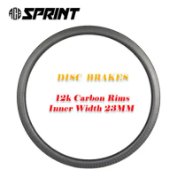 ACESPRINT-Carbon Bicycle Rim Road Disc Brake Tubeless Ready Racing 700C, 23mm Inner Width Tubular Clincher 12k Tubeless Reday