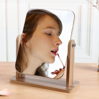 折疊桌鏡木質新款臺式化妝鏡子高清單面梳妝鏡美容鏡學生宿舍桌面鏡大號