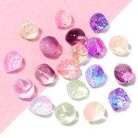 30Pcs/Lot Lampwork Beads Transparent Jelly Colored Peach Strawberry Shape Half Hole Loose Beads Diy Cute Phone Chain Pendant