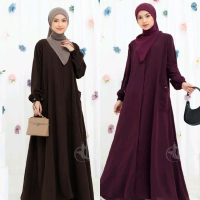Aisha Baju Gamis Premium Bahan Kaos Rayon Mewah Model Terbaru Warna Coklat, Hitam & Marun