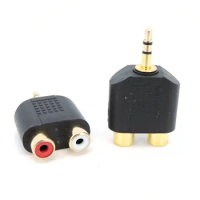 Gold plated 3.5mm AUX male to 2 RCA Female Audio Adapter Splitter Connector 3pole Stereo for pc Speaker Earphone Headphone r1