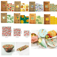 3 Pcs Sustainable BPA &amp; Plastic Free Beeswax Food Wrap Reusable Storage Wrap Organic Fruit Vegetable Cheese Food Wrapping Paper