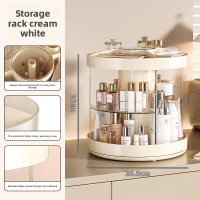 Rotating cosmetic storage box, makeup brush storage bin for the table, skincare product storage shel