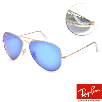 【RayBan 雷朋】水銀鏡面太陽眼鏡 經典飛官款(霧金 藍水銀綠鏡片#RB3025 11217-62mm)