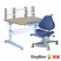 【SingBee 欣美】Hello Kitty-實木樺木U型桌+桌上書架+139雙背椅(兒童書桌椅/兒童桌椅/台灣製書桌)