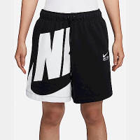 Nike AS W NSW AIR 6 MR FLC SHORT [FN2247-010] 女 短褲 棉褲 中腰 黑白