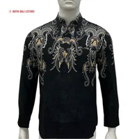 Batik Bali Lestari Kemeja Pria Hitam Katun Slimfit (HBP) XL
